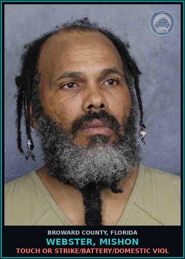 Booking mugshot of WEBSTER, MISHON in Broward County