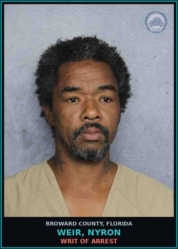 Booking mugshot of WEIR, NYRON in Broward County
