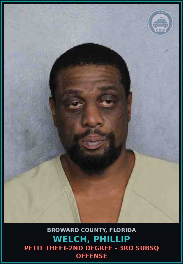 Booking mugshot of WELCH, PHILLIP in Broward County