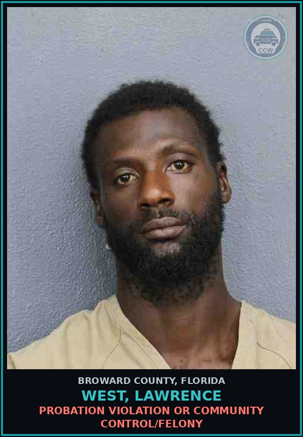 Booking mugshot of WEST, LAWRENCE in Broward County