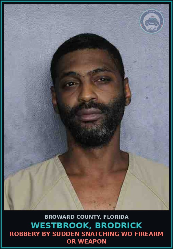 Booking mugshot of WESTBROOK, BRODRICK in Broward County
