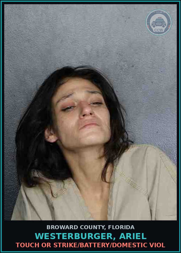 Booking mugshot of WESTERBURGER, ARIEL in Broward County