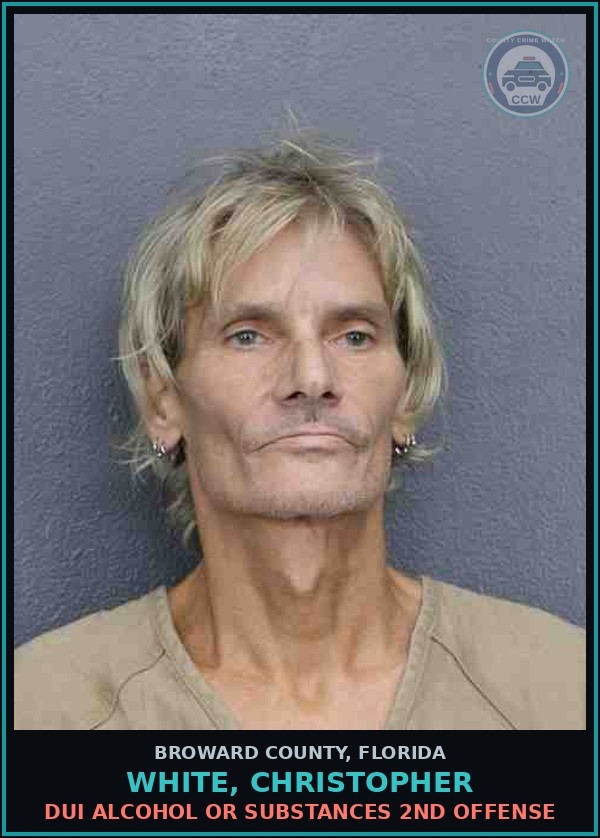 Booking mugshot of WHITE, CHRISTOPHER in Broward County