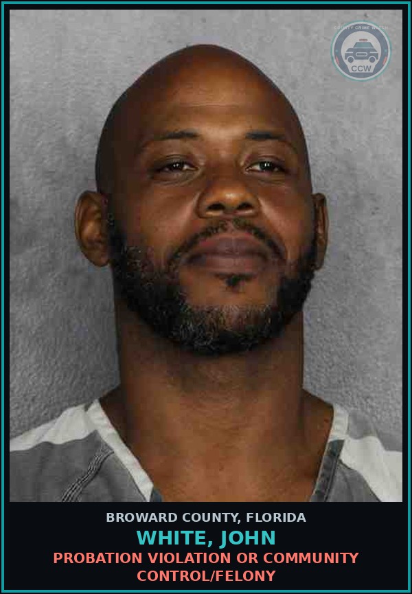 Booking mugshot of WHITE, JOHN in Broward County