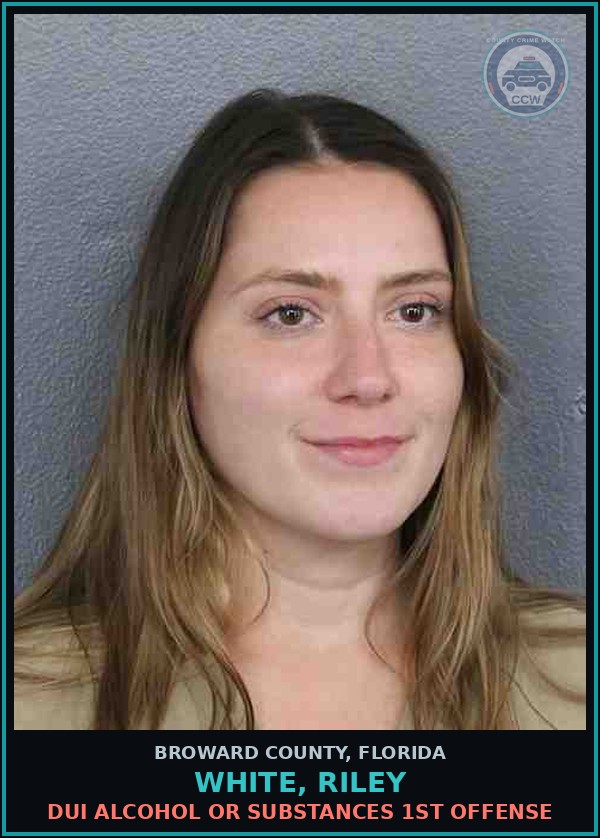 Booking mugshot of WHITE, RILEY in Broward County
