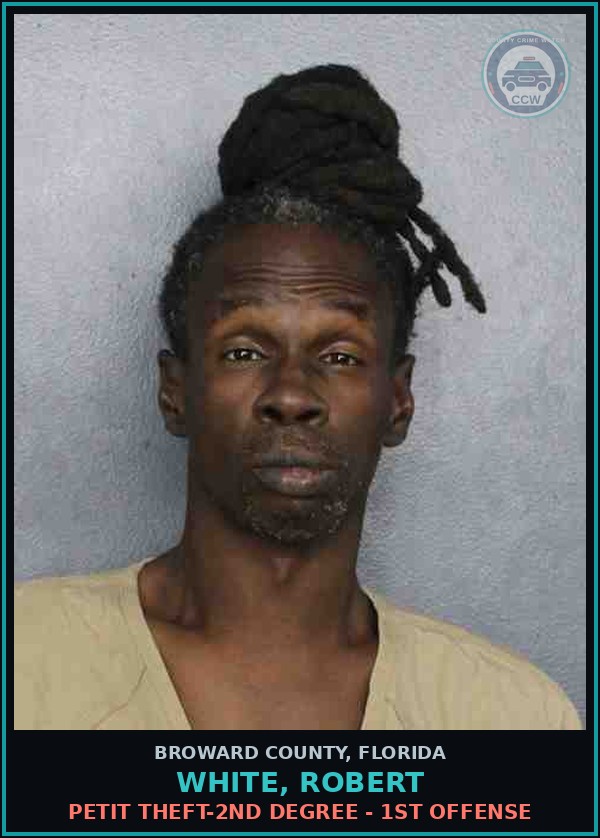 Booking mugshot of WHITE, ROBERT in Broward County