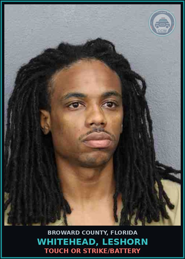 Booking mugshot of WHITEHEAD, LESHORN in Broward County
