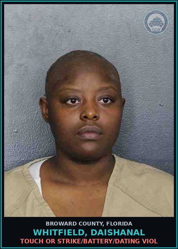 Booking mugshot of WHITFIELD, DAISHANAL in Broward County