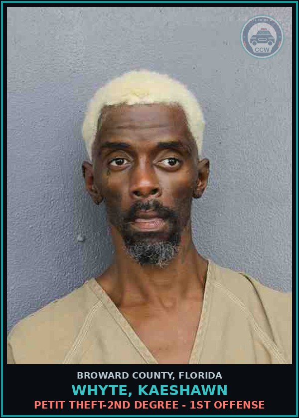 Booking mugshot of WHYTE, KAESHAWN in Broward County