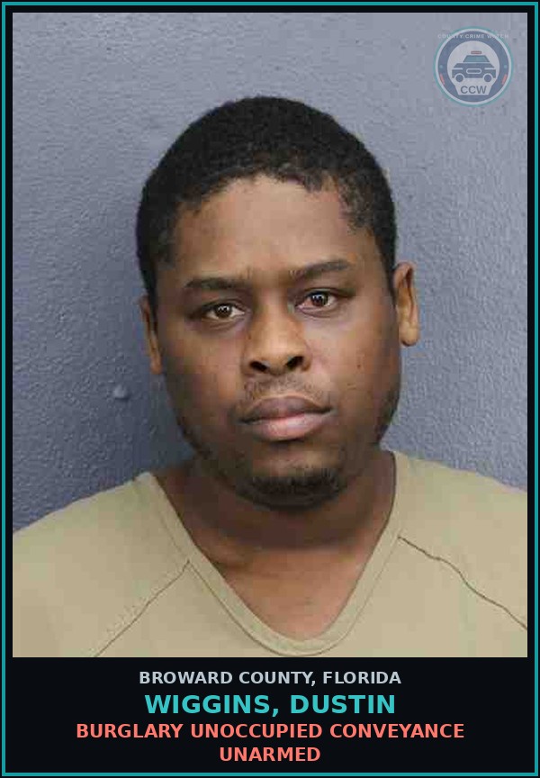 Booking mugshot of WIGGINS, DUSTIN in Broward County