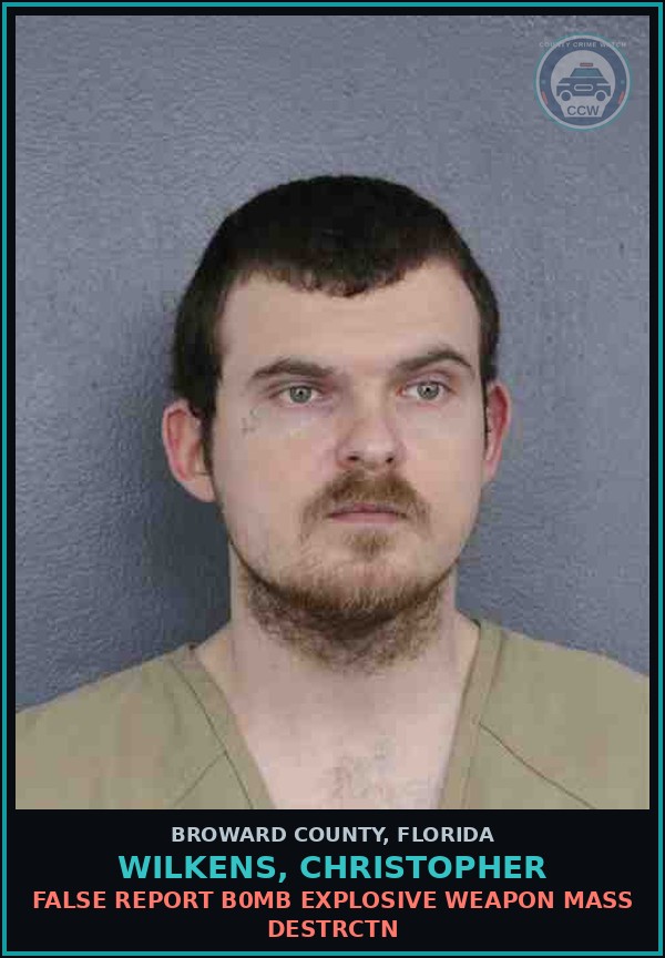 Booking mugshot of WILKENS, CHRISTOPHER in Broward County
