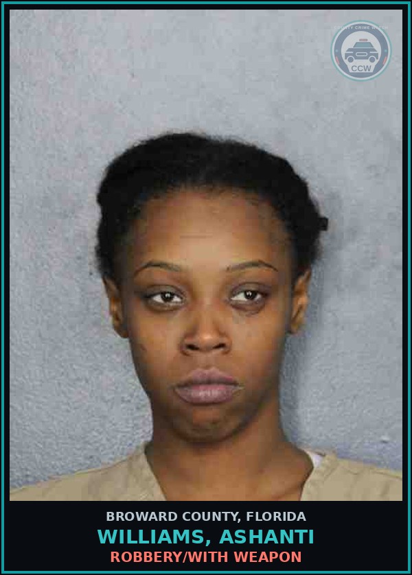 Booking mugshot of WILLIAMS, ASHANTI in Broward County