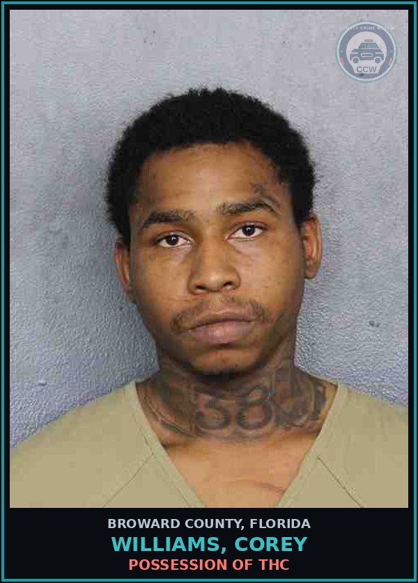 Booking mugshot of WILLIAMS, COREY in Broward County