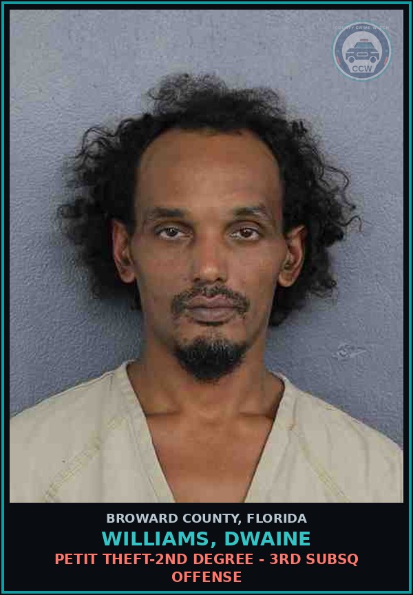 Booking mugshot of WILLIAMS, DWAINE in Broward County