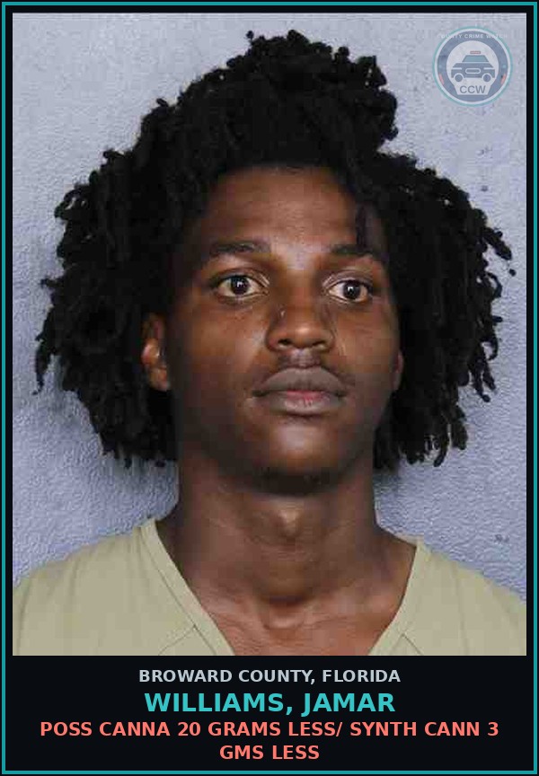 Booking mugshot of WILLIAMS, JAMAR in Broward County