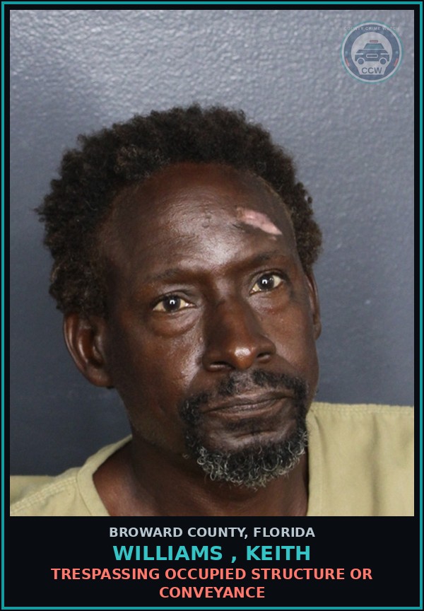 Booking mugshot of WILLIAMS , KEITH in Broward County