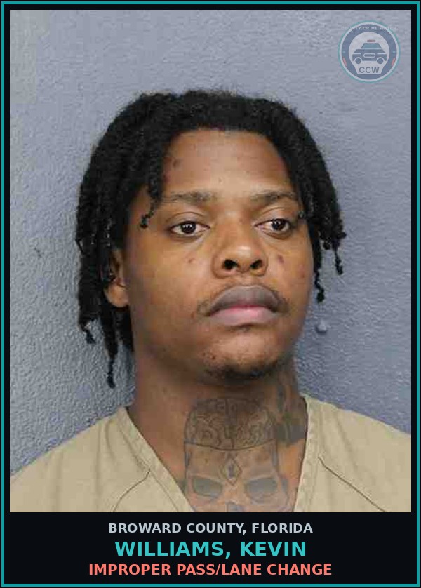 Booking mugshot of WILLIAMS, KEVIN in Broward County