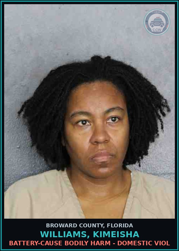 Booking mugshot of WILLIAMS, KIMEISHA in Broward County