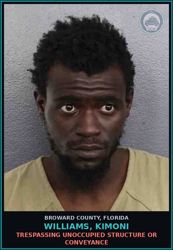 Booking mugshot of WILLIAMS, KIMONI in Broward County