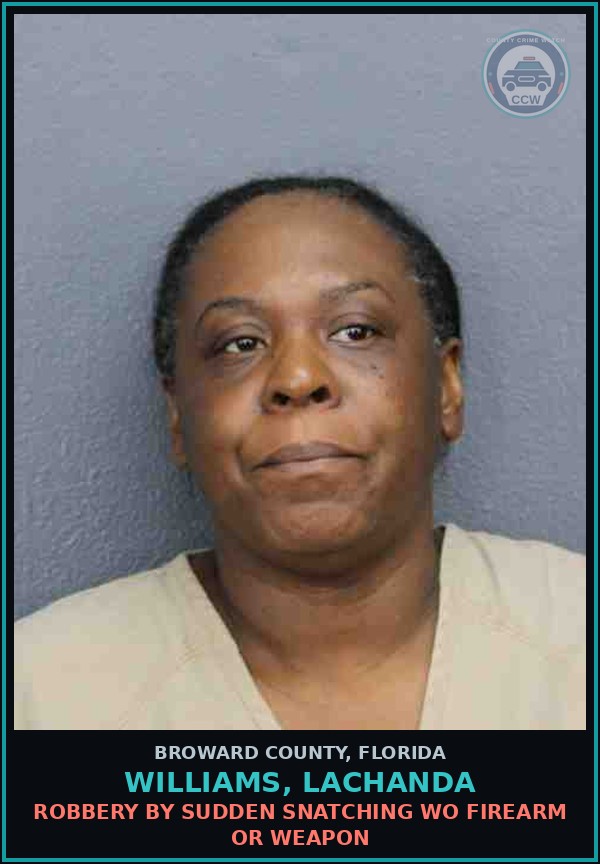 Booking mugshot of WILLIAMS, LACHANDA in Broward County