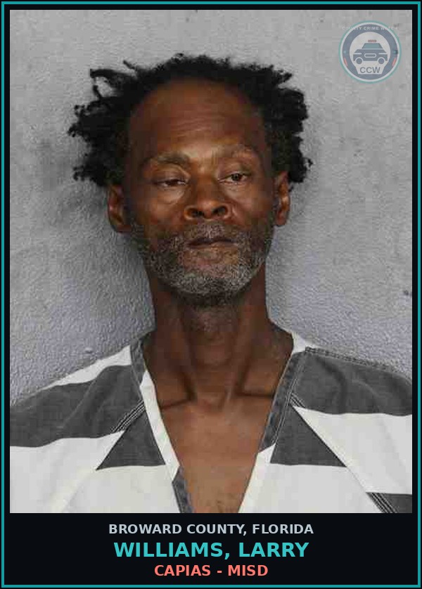 Booking mugshot of WILLIAMS, LARRY in Broward County