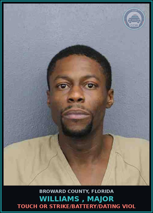 Booking mugshot of WILLIAMS , MAJOR in Broward County