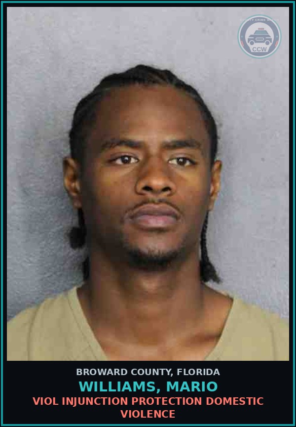 Booking mugshot of WILLIAMS, MARIO in Broward County