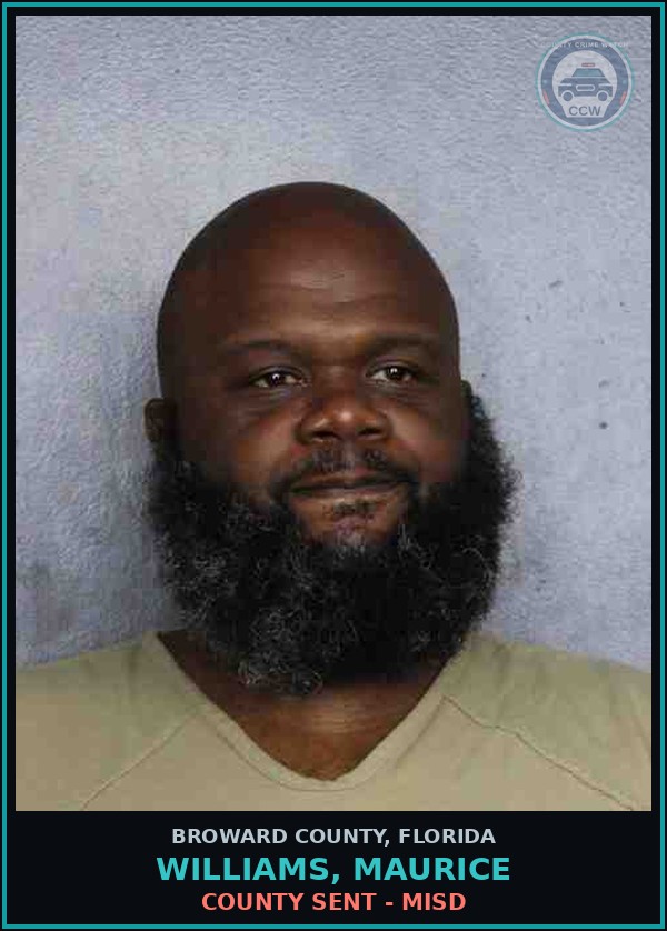 Booking mugshot of WILLIAMS, MAURICE in Broward County
