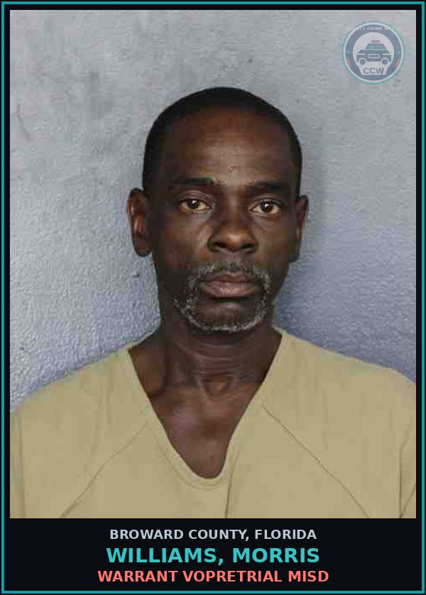 Booking mugshot of WILLIAMS, MORRIS in Broward County