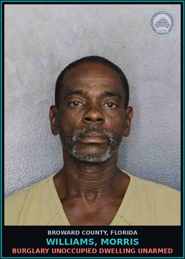 Booking mugshot of WILLIAMS, MORRIS in Broward County
