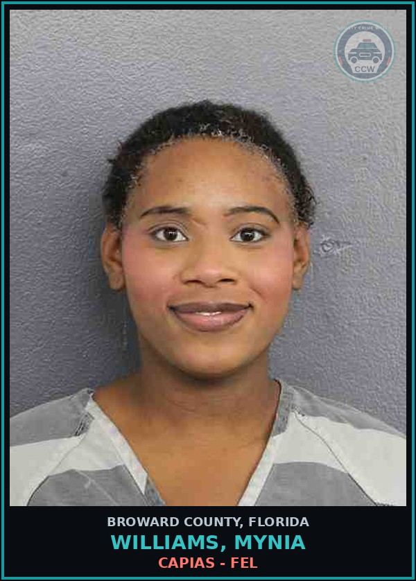 Booking mugshot of WILLIAMS, MYNIA in Broward County