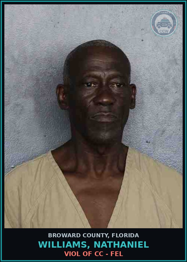 Booking mugshot of WILLIAMS, NATHANIEL in Broward County