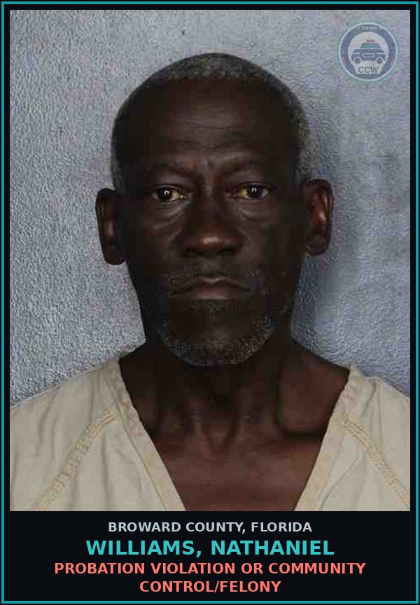 Booking mugshot of WILLIAMS, NATHANIEL in Broward County