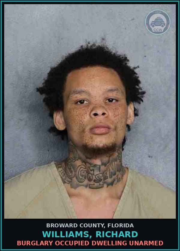 Booking mugshot of WILLIAMS, RICHARD in Broward County
