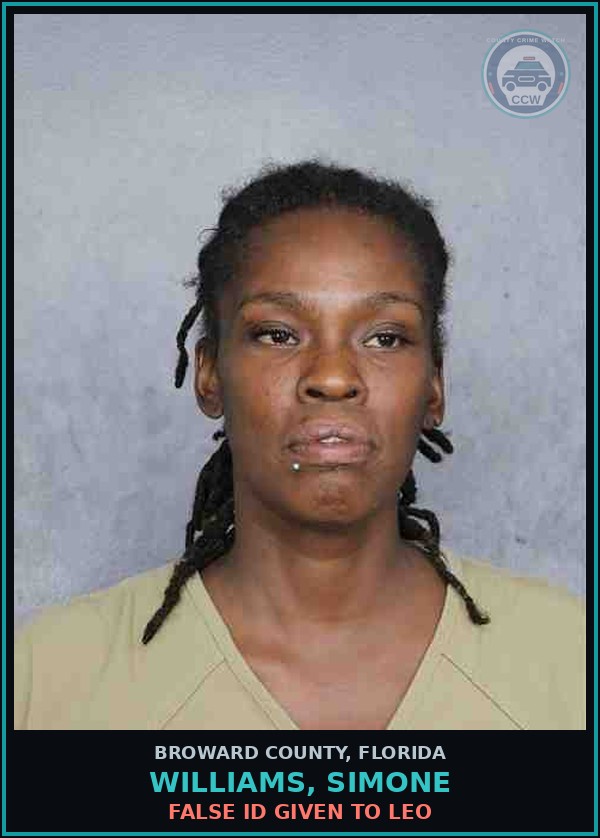 Booking mugshot of WILLIAMS, SIMONE in Broward County