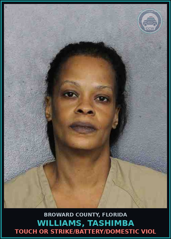 Booking mugshot of WILLIAMS, TASHIMBA in Broward County