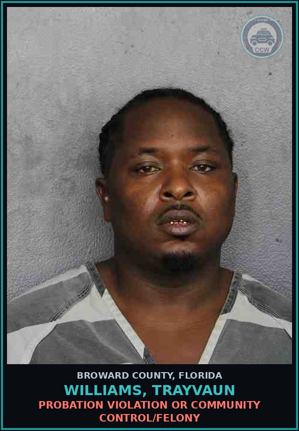 Booking mugshot of WILLIAMS, TRAYVAUN in Broward County