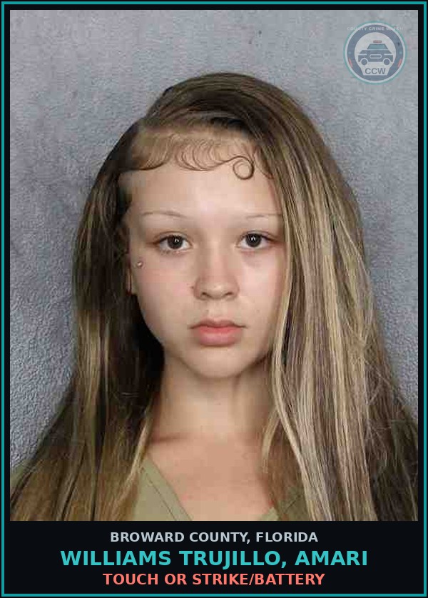 Booking mugshot of WILLIAMS TRUJILLO, AMARI in Broward County