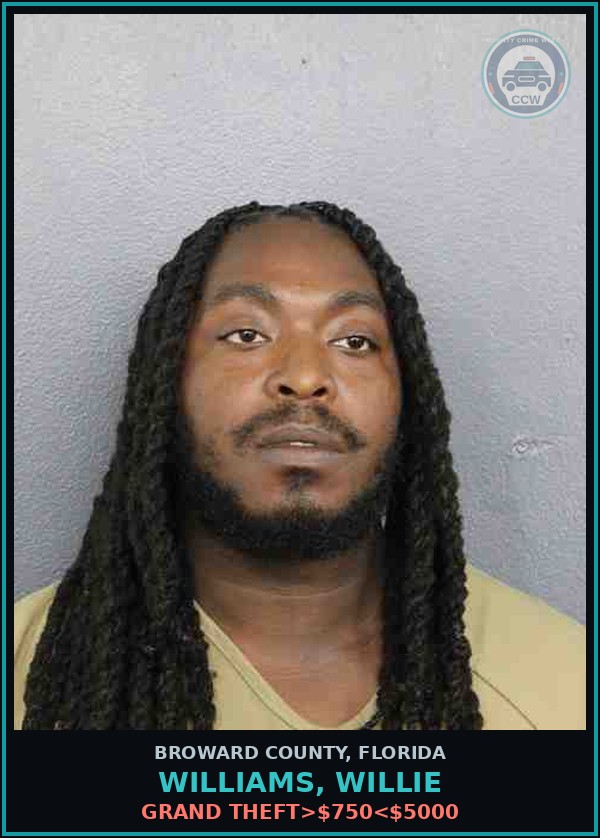 Booking mugshot of WILLIAMS, WILLIE in Broward County