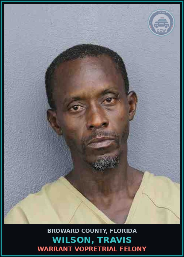 Booking mugshot of WILSON, TRAVIS in Broward County