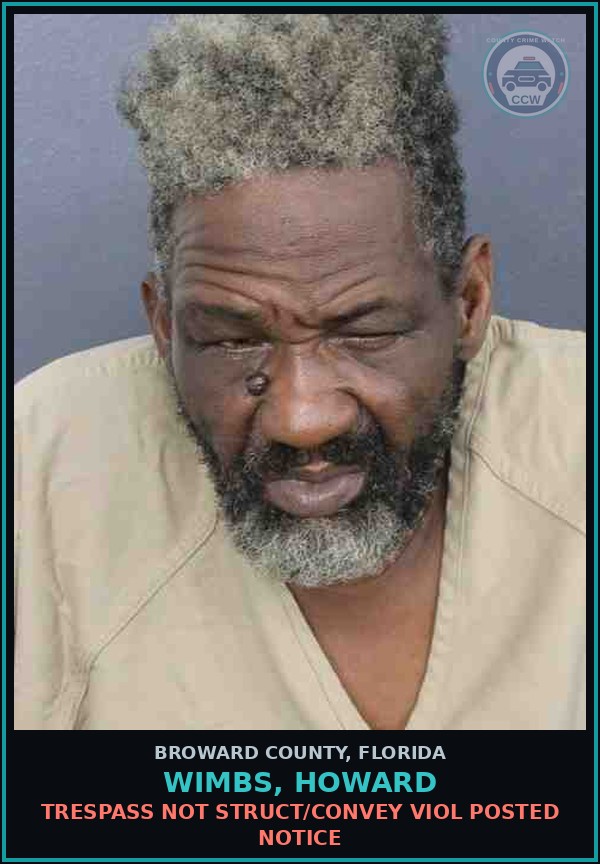 Booking mugshot of WIMBS, HOWARD in Broward County