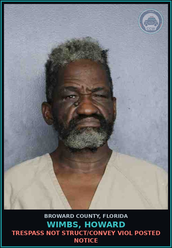 Booking mugshot of WIMBS, HOWARD in Broward County