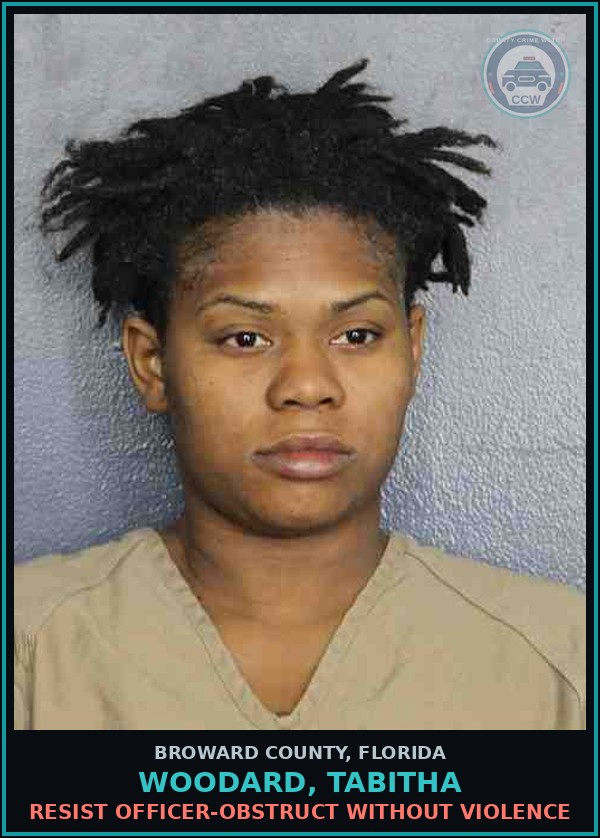 Booking mugshot of WOODARD, TABITHA in Broward County