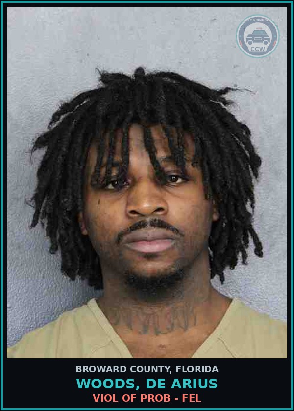 Booking mugshot of WOODS, DE ARIUS in Broward County