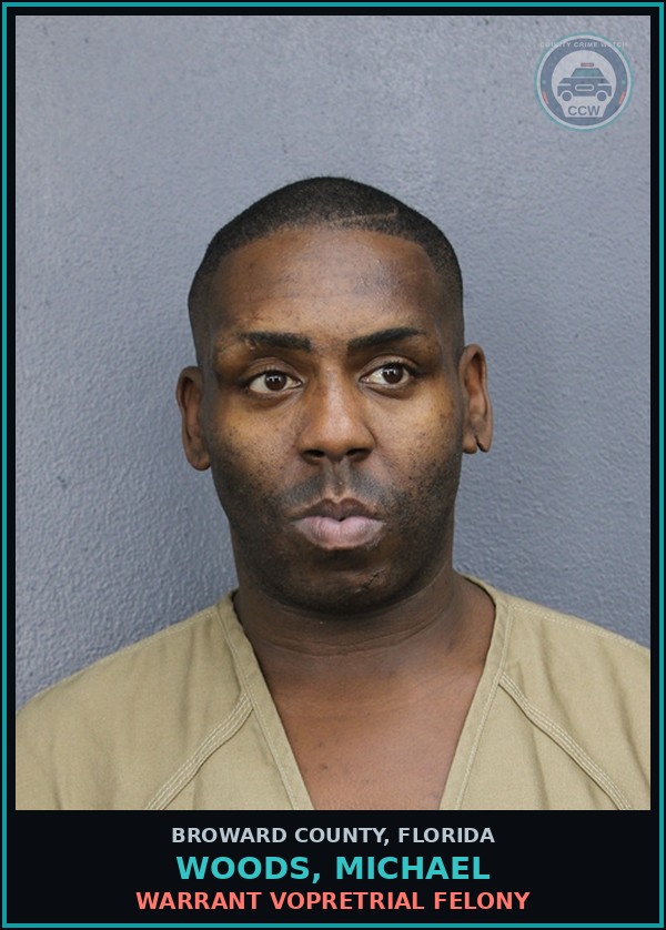 Booking mugshot of WOODS, MICHAEL in Broward County