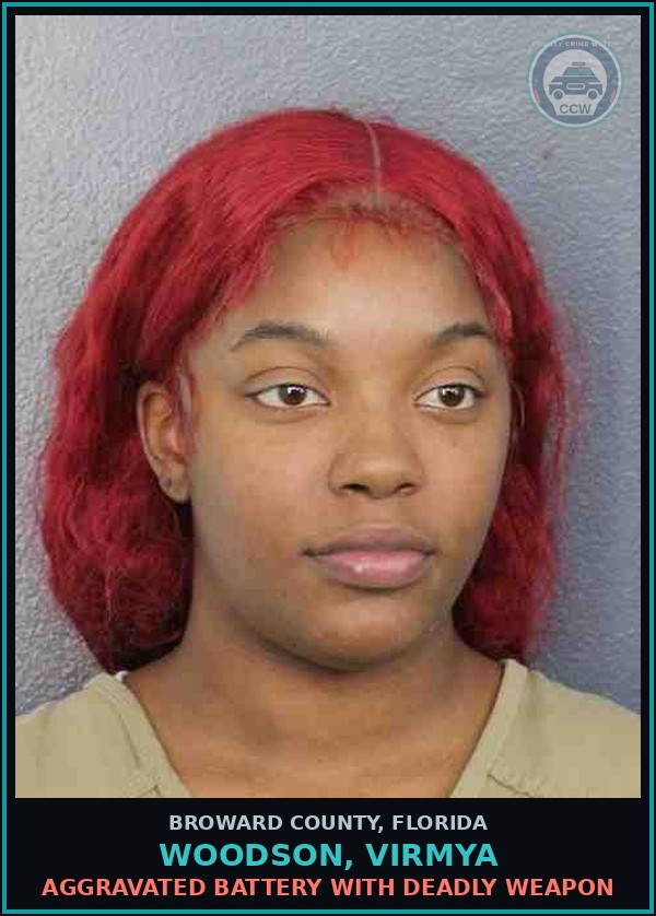 Booking mugshot of WOODSON, VIRMYA in Broward County