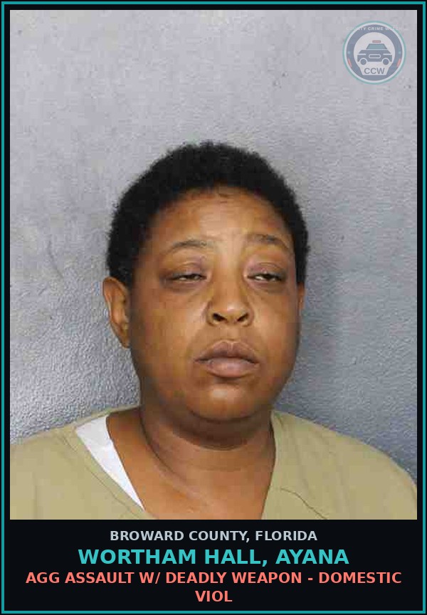 Booking mugshot of WORTHAM HALL, AYANA in Broward County