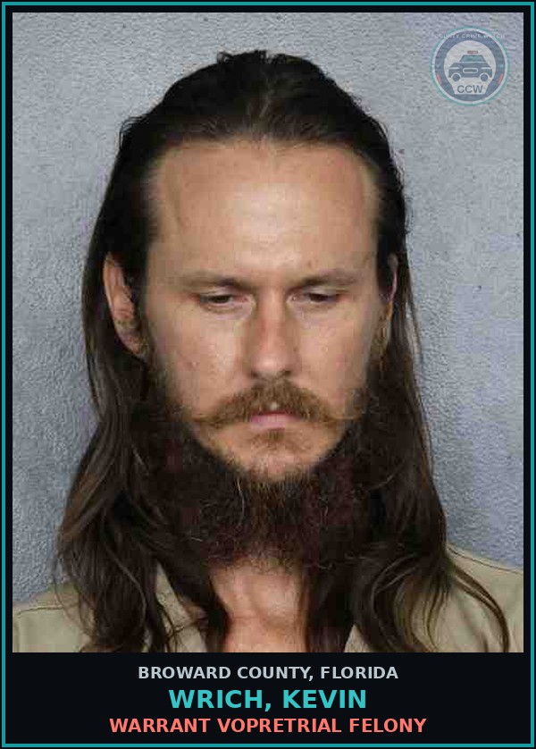 Booking mugshot of WRICH, KEVIN in Broward County