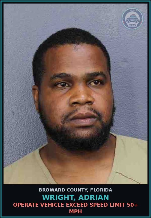 Booking mugshot of WRIGHT, ADRIAN in Broward County
