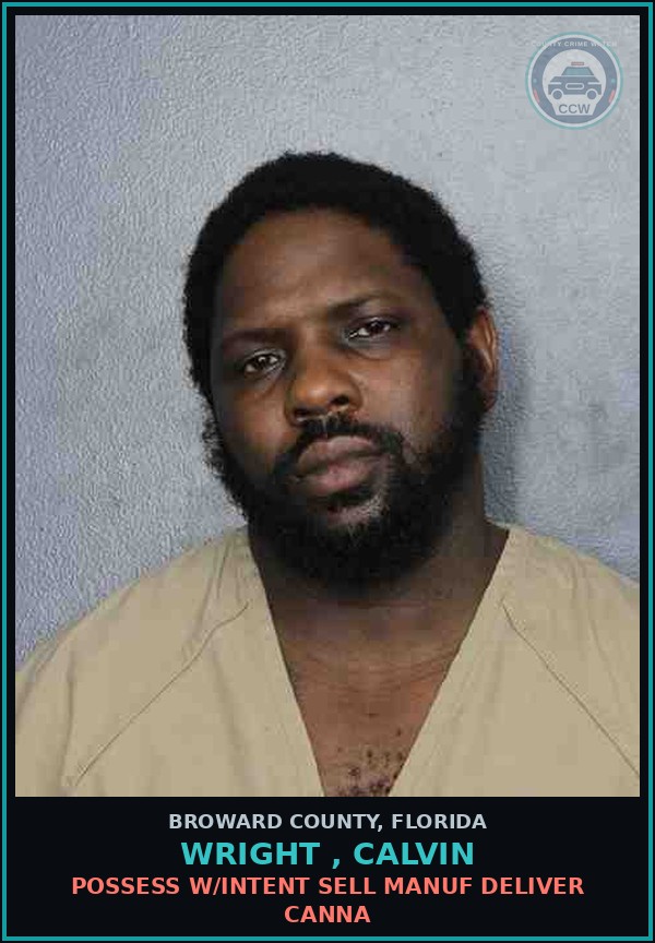 Booking mugshot of WRIGHT , CALVIN in Broward County